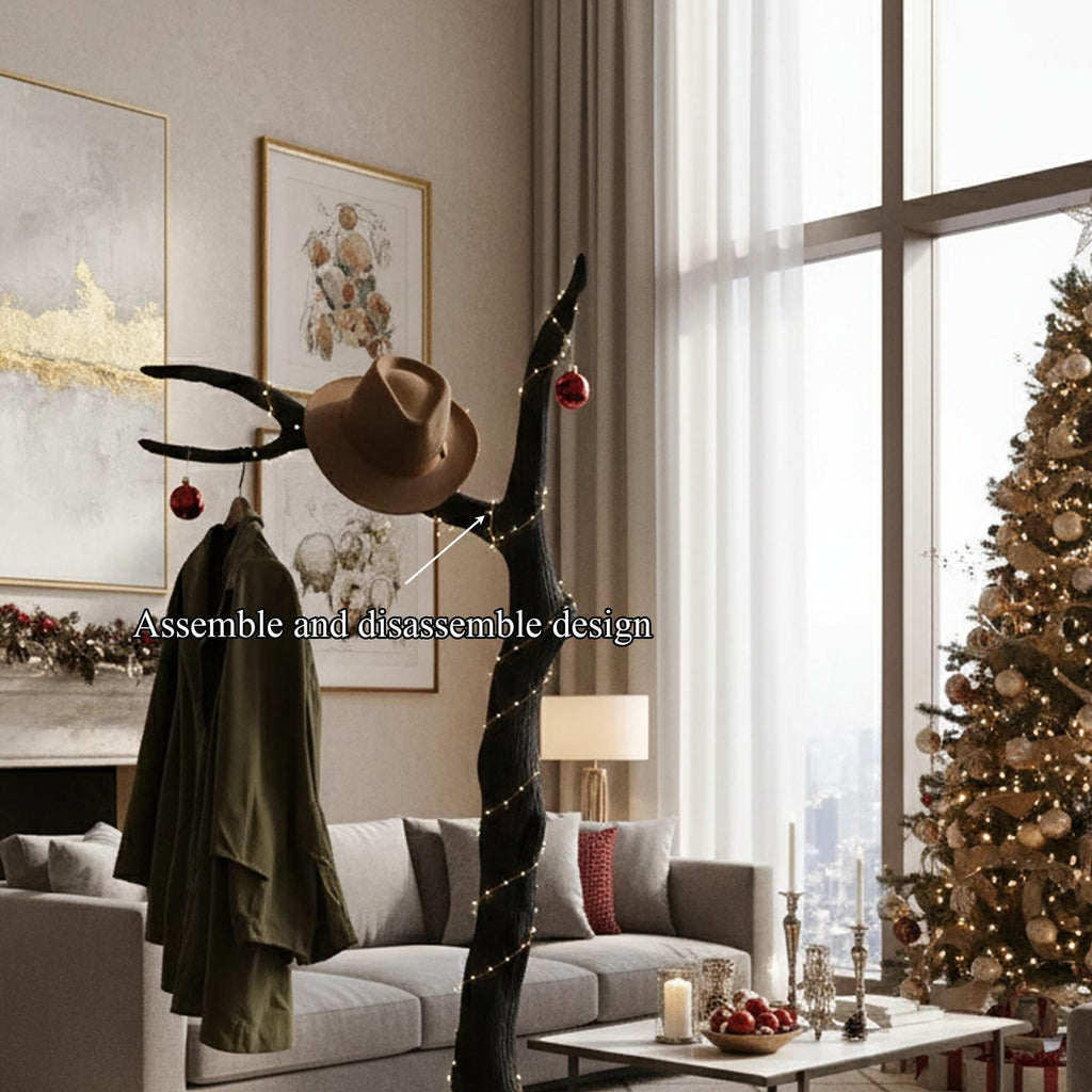 Rustic Tree Coat Rack Handcrafted Christmas Living Room Decor