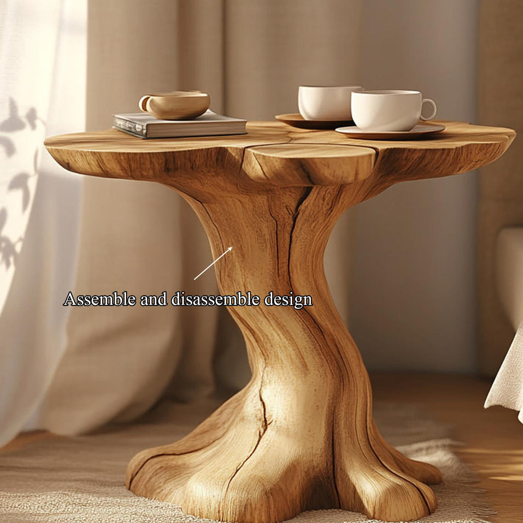 Handcrafted Rustic Wood Sculptural Nightstand, Organic Shaped End Table & Bedside Accent for Living Room, Bedroom
