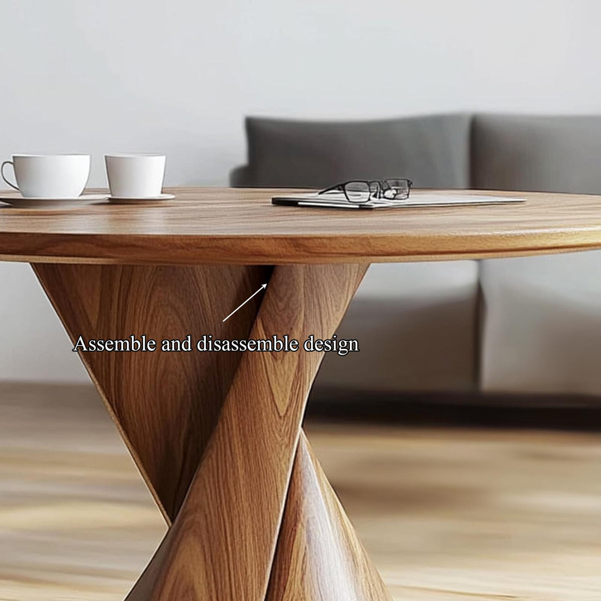 Mid Century Sculptural Coffee Table, Solid Wood Abstract Art Centerpiece Table for Living Room, Office, Lounge