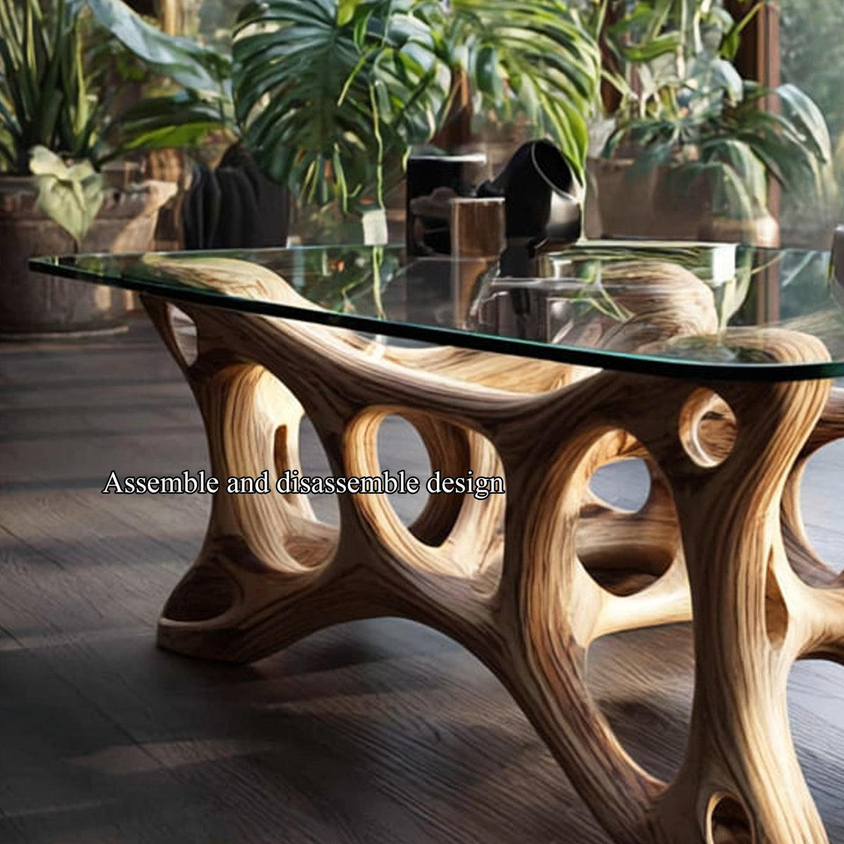 Spry Interior Mid Century Sculptural Wood Coffee Table, Modern Living Room Solid Wood Center Table, Model SINLKICF114