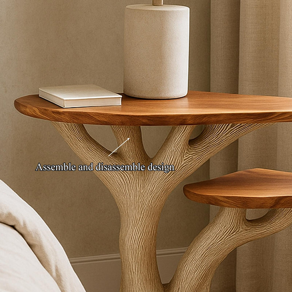 Rustic Organic Shaped Bedside Table, Handcrafted Natural Wood Nightstand & Accent End Table for Bedroom Furniture