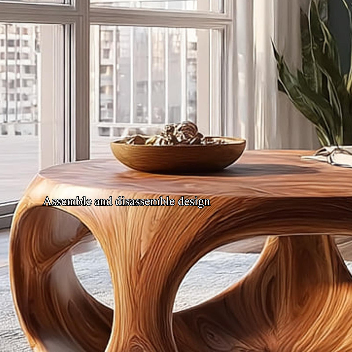 Mid Century Artistic Solid Wood Coffee Table, Living Room Handcrafted Center Table, Model