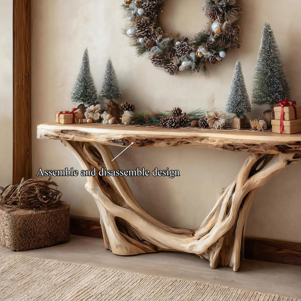 Rustic Solid Wood Console Table, Live Edge Foyer Table, Handcrafted Entryway & Living Room Holiday Accent