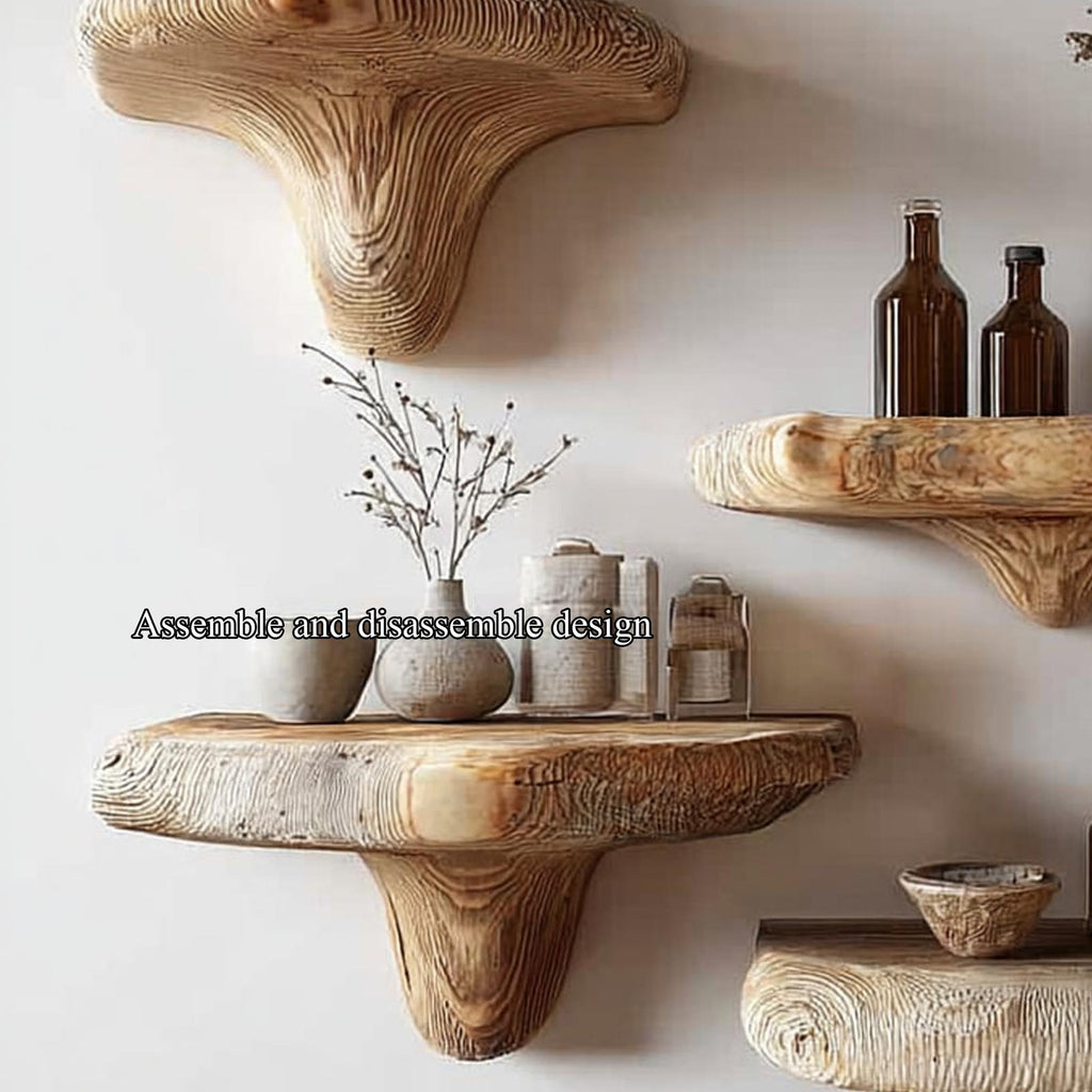 Midcentury Mushroom Floating Shelves Bedroom