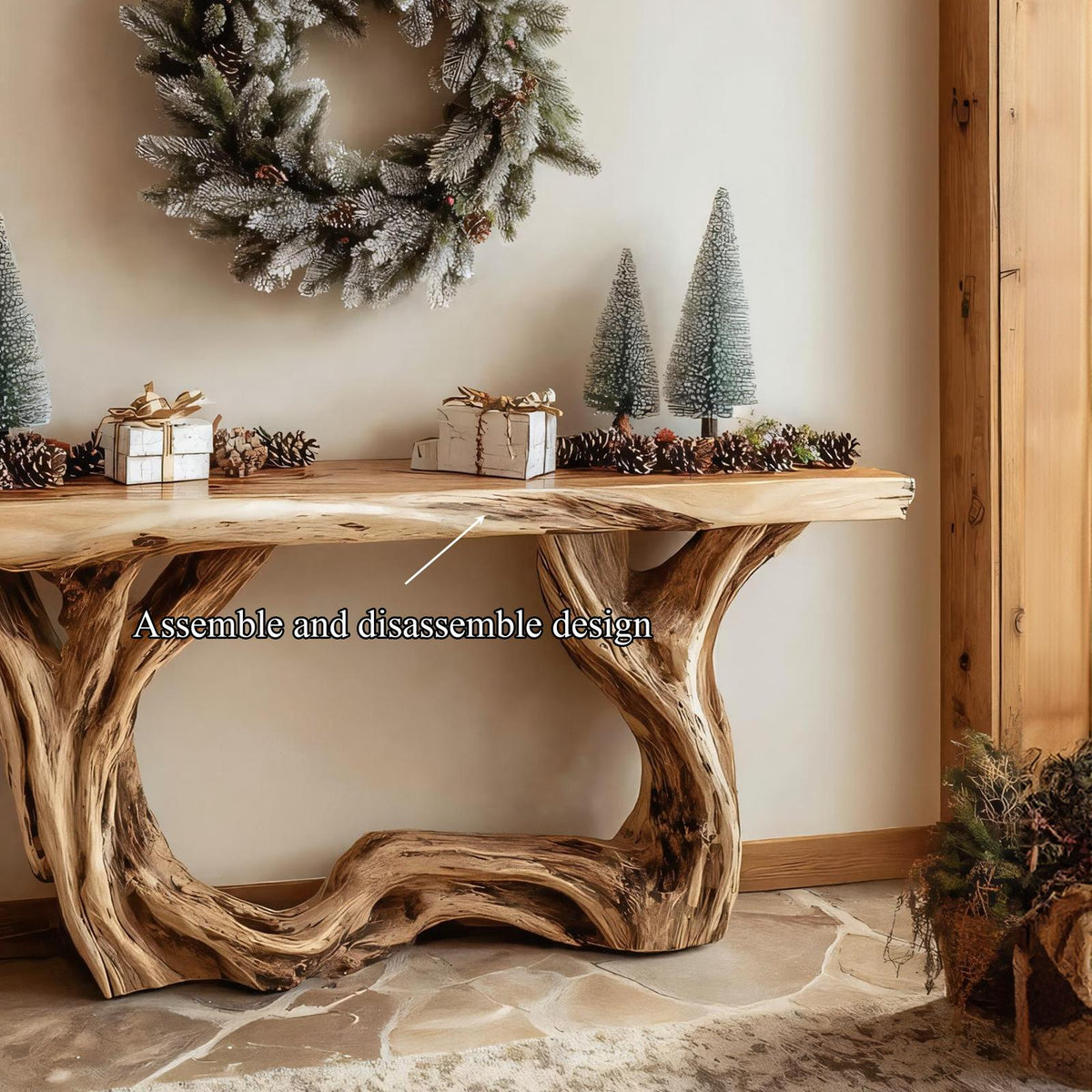 Rustic Live Edge Console Table, Handcrafted Solid Wood Slab Accent Table, Foyer & Living Room Holiday Decor