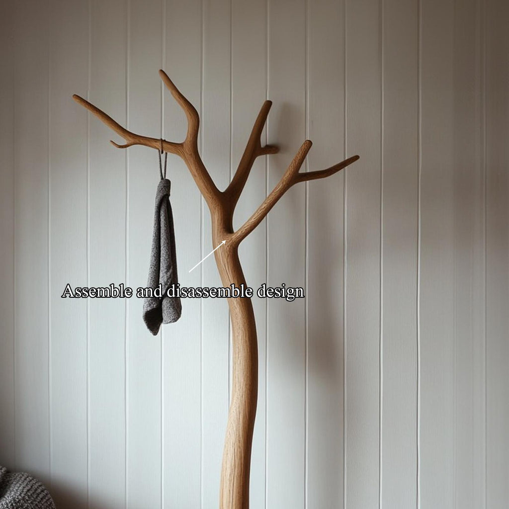 Minimalist Tree Coat Rack Solid Wood Handcrafted Entryway Decor