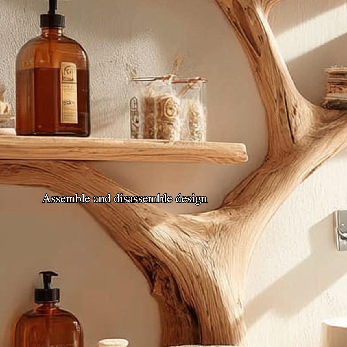 Rustic Artistic Tree Trunk Bathroom Vanity, Handcrafted Live Edge Wood Vessel Sink Pedestal Stand, Model