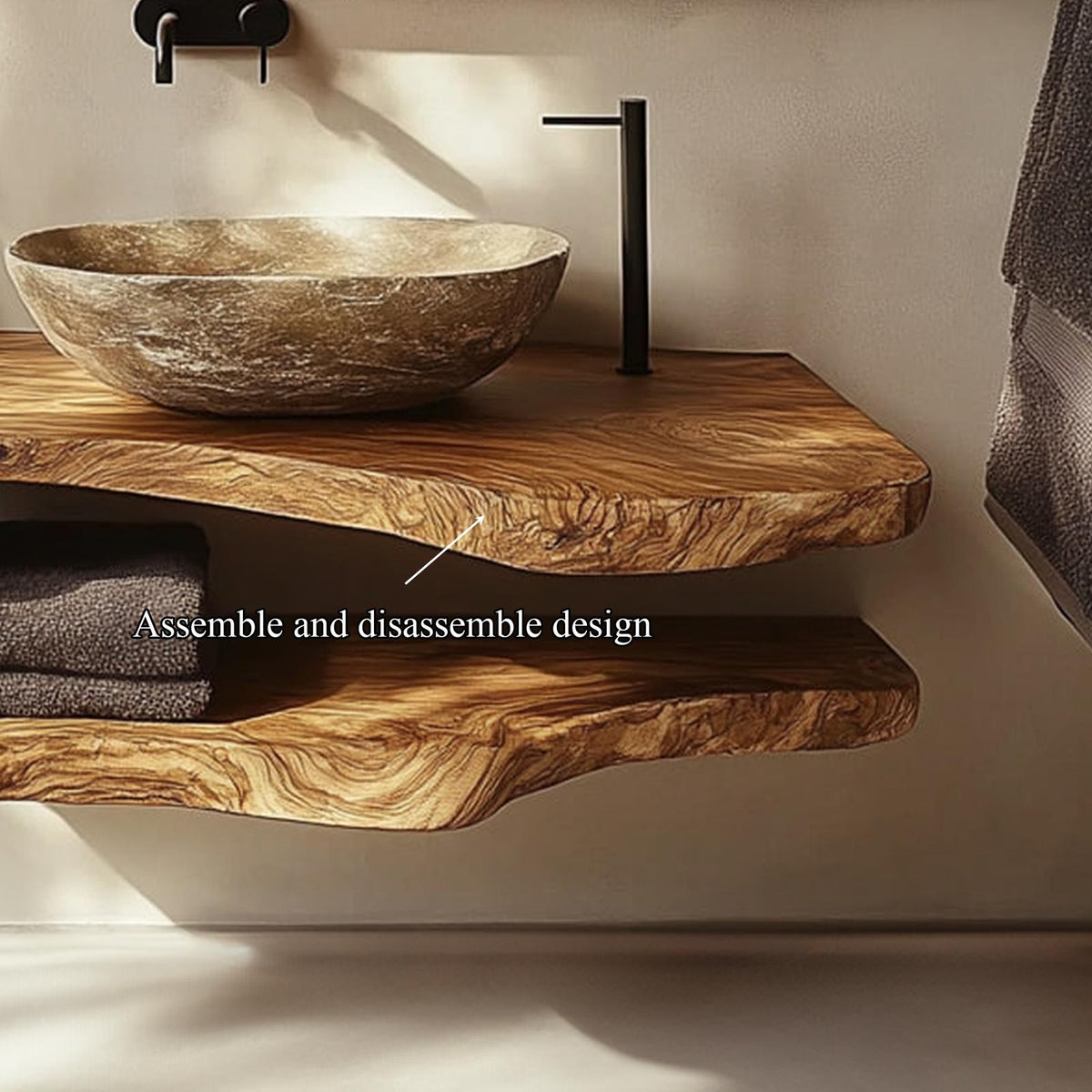 Mid Century Bathroom Vanity Shelf Solid Wood Bathroom Design SINLKIBRV213