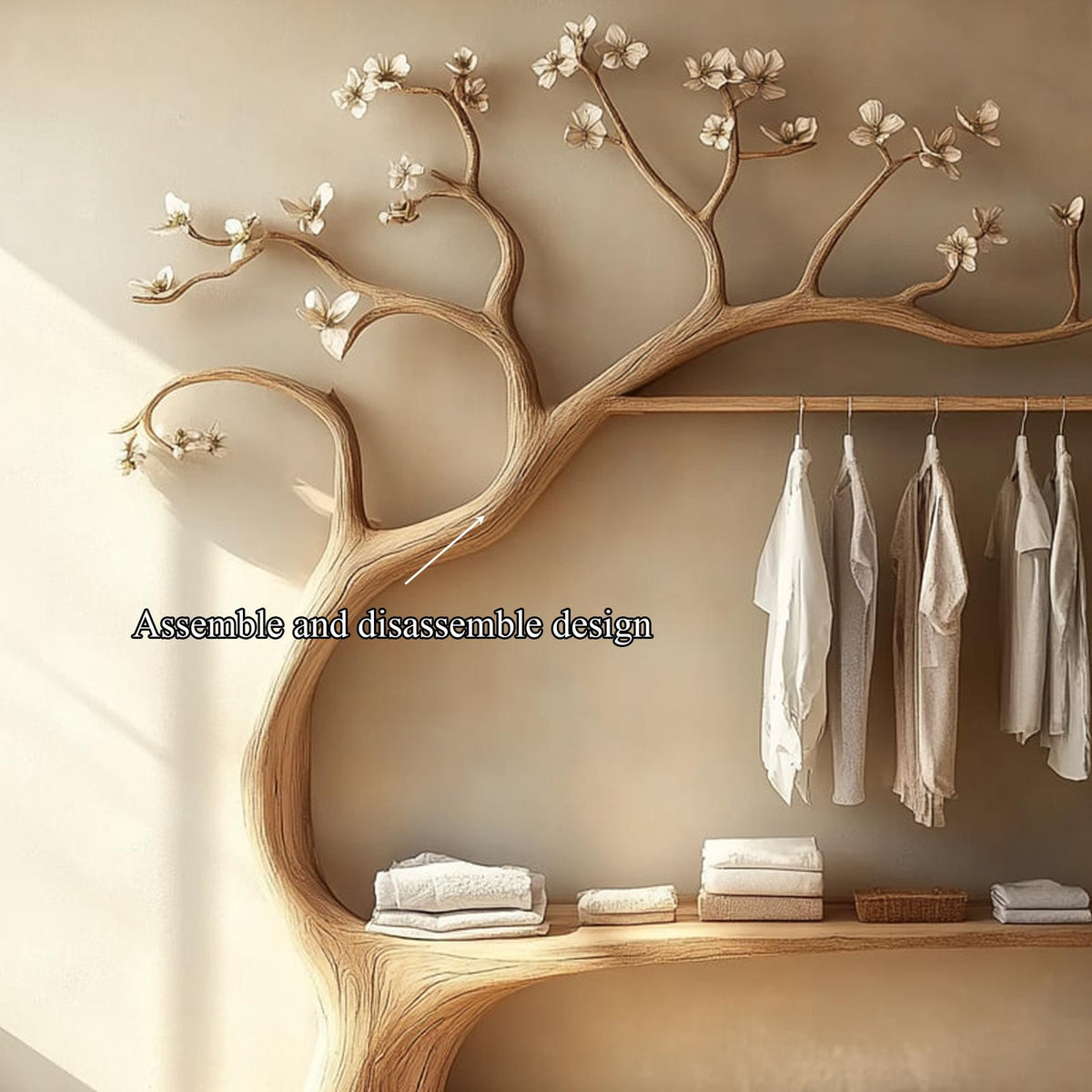 Rustic Tree Wardrobe Handcrafted Solid Wood Natural Bedroom Decor