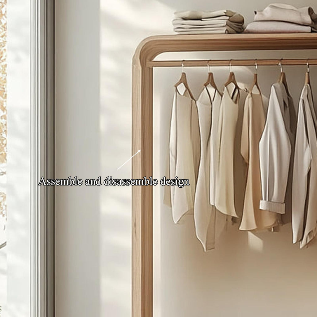 Rustic Tree Wardrobe Rack, Handcrafted Solid Wood Standing Clothes Garment Rack, Natural Branch Bedroom Organizer