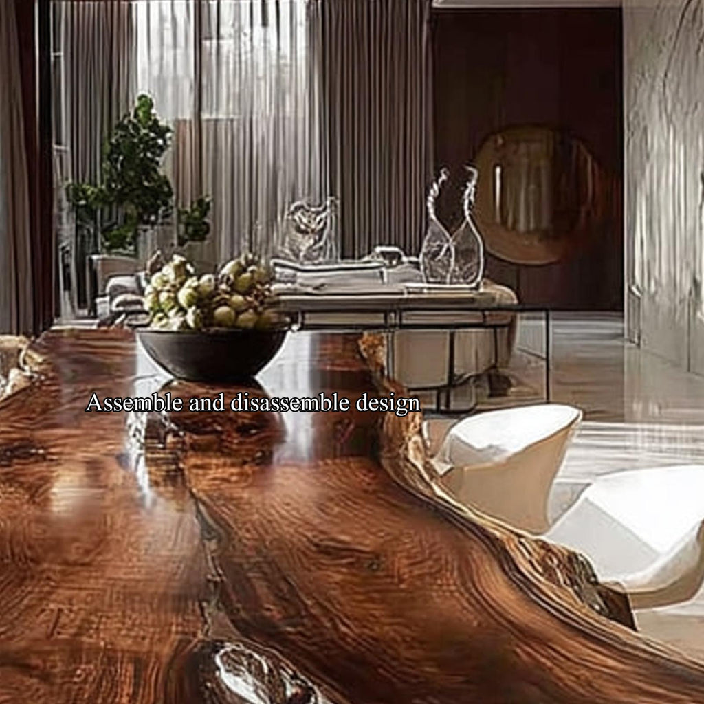 Mid Century Live Edge Timber Dining Table Kitchen