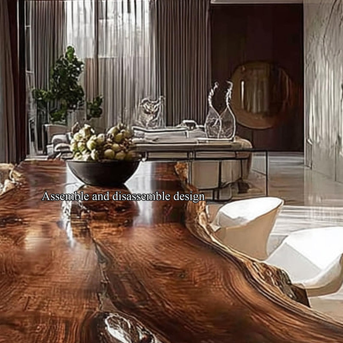 Mid Century Live Edge Timber Dining Table Kitchen