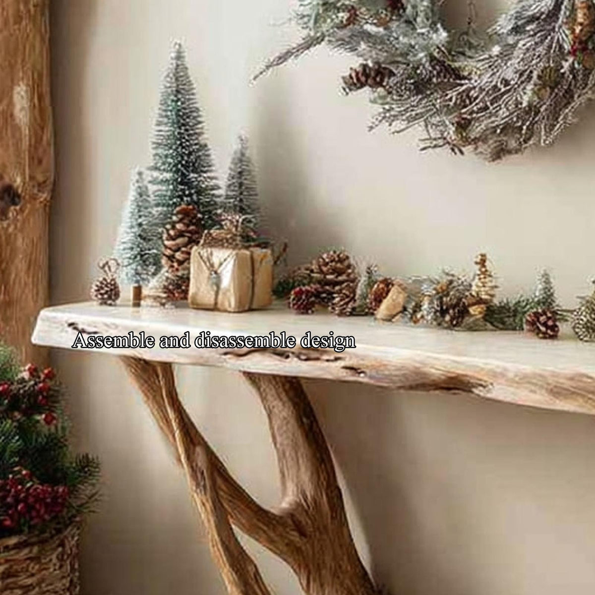 Rustic Solid Wood Console Table, Hallway & Entryway Holiday Accent Sofa Table, Model