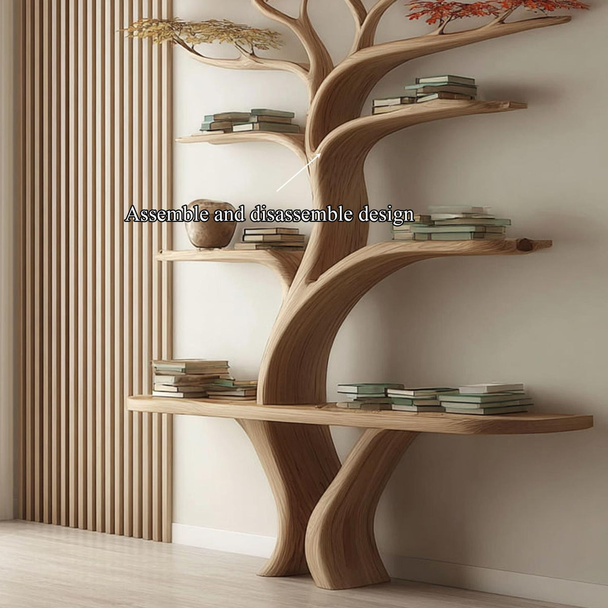 Midcentury Tree Wall Shelf Study Room