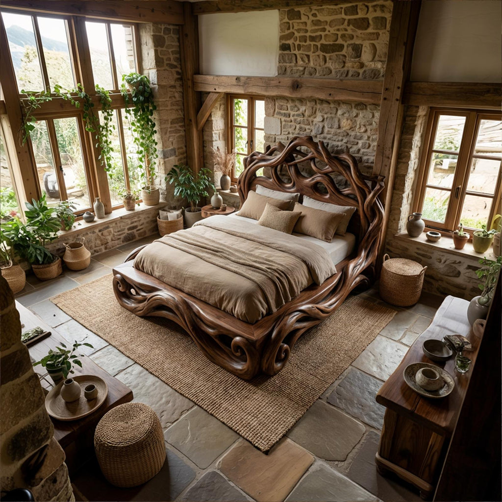 Rustic Platform Style Bed For Bedroom Or Private Room