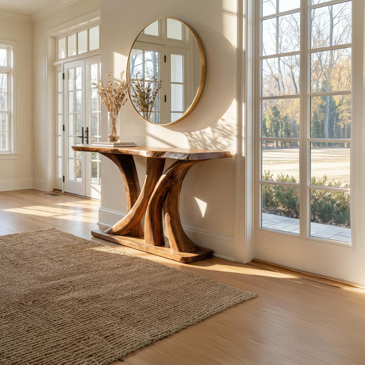Modern Twin Pedestal Console Table Entryway Hallway Living Room