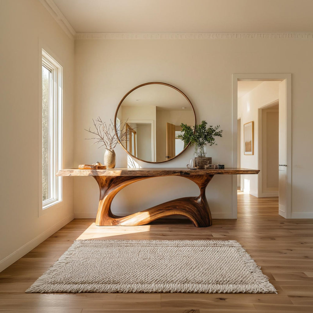 Natural Live Edge Wood Console Table, Sculptural Entryway, Hallway & Sofa Back Accent Table