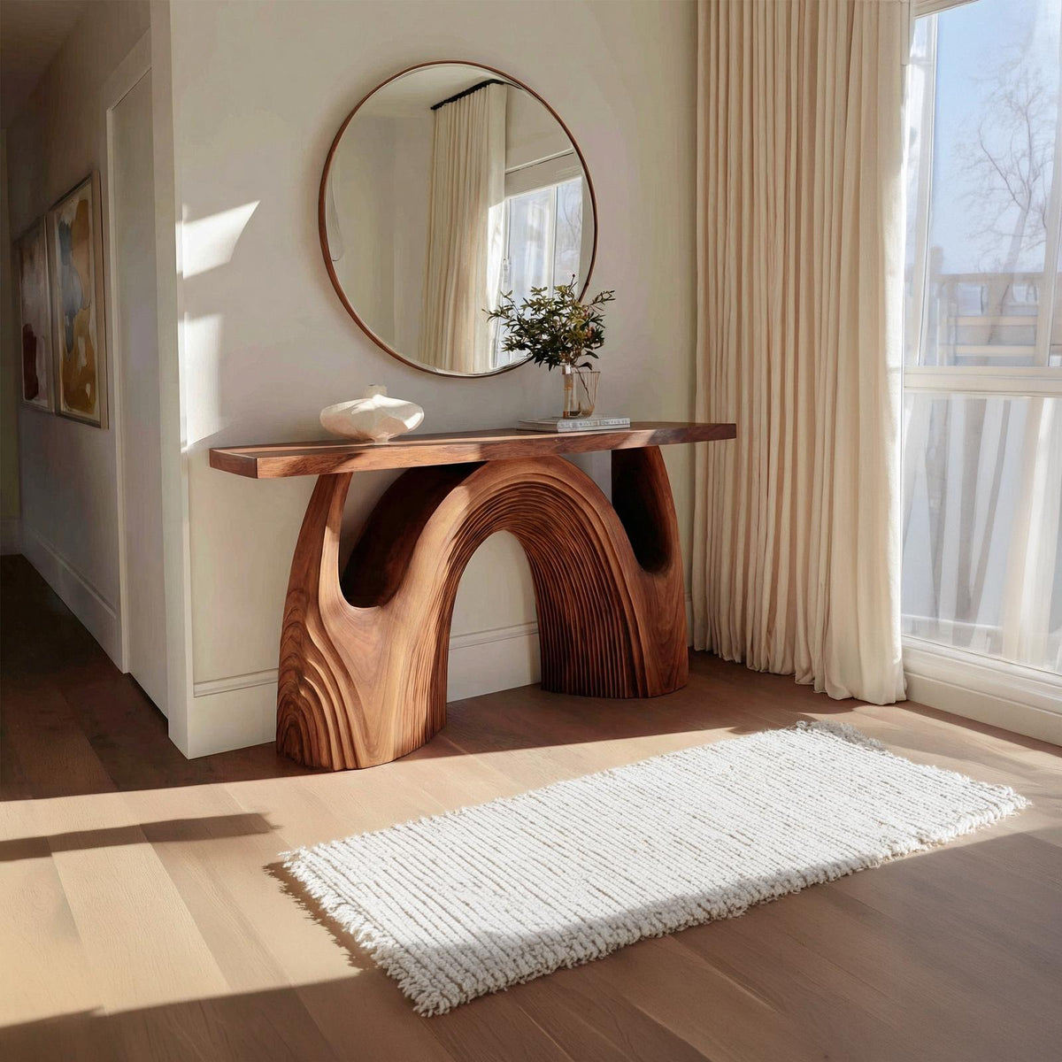 Organic Double Arch Console Table Sofa Back Living Room
