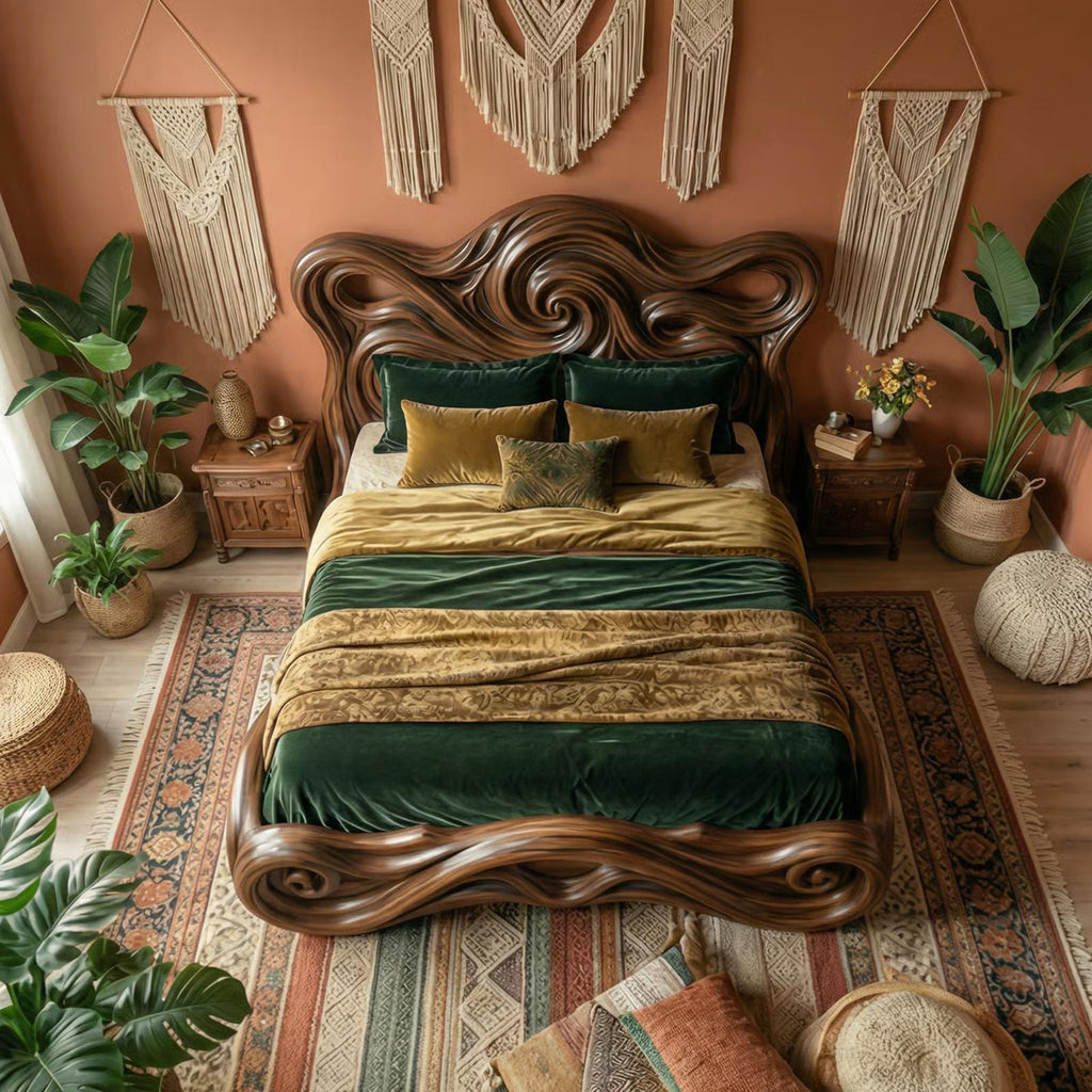 Rustic Organic Platform Bed For Bedroom Or Resting Room