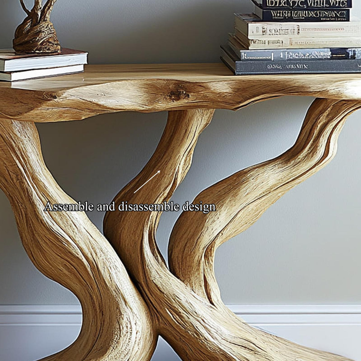 Rustic Solid Wood Console Table Handmade Live Edge Design For Living Room
