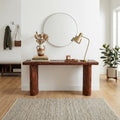 Rustic Textured Solid Wood Console Table, Sofa Back Narrow Entryway & Hallway Display Table