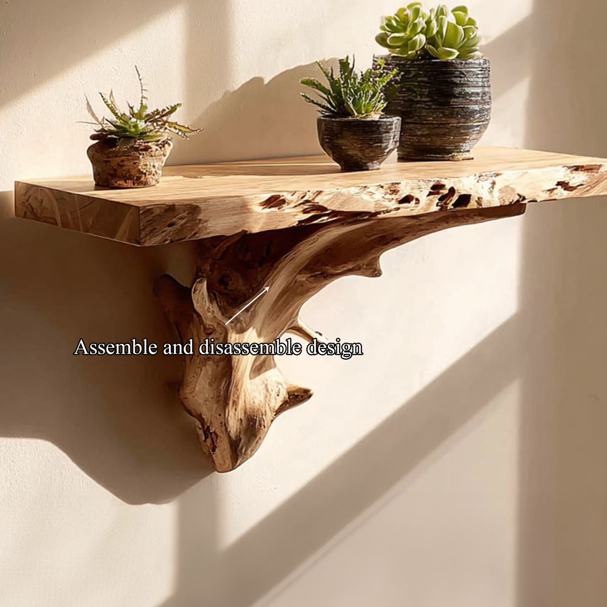Rustic Floating Shelf, Solid Wood Wall Mounted Shelf, Handcrafted Display Storage Shelf for Bedroom & Living Room