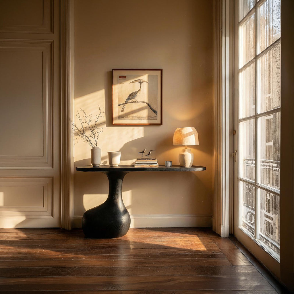Minimalist Pedestal Console Table Entryway Hallway Living Room