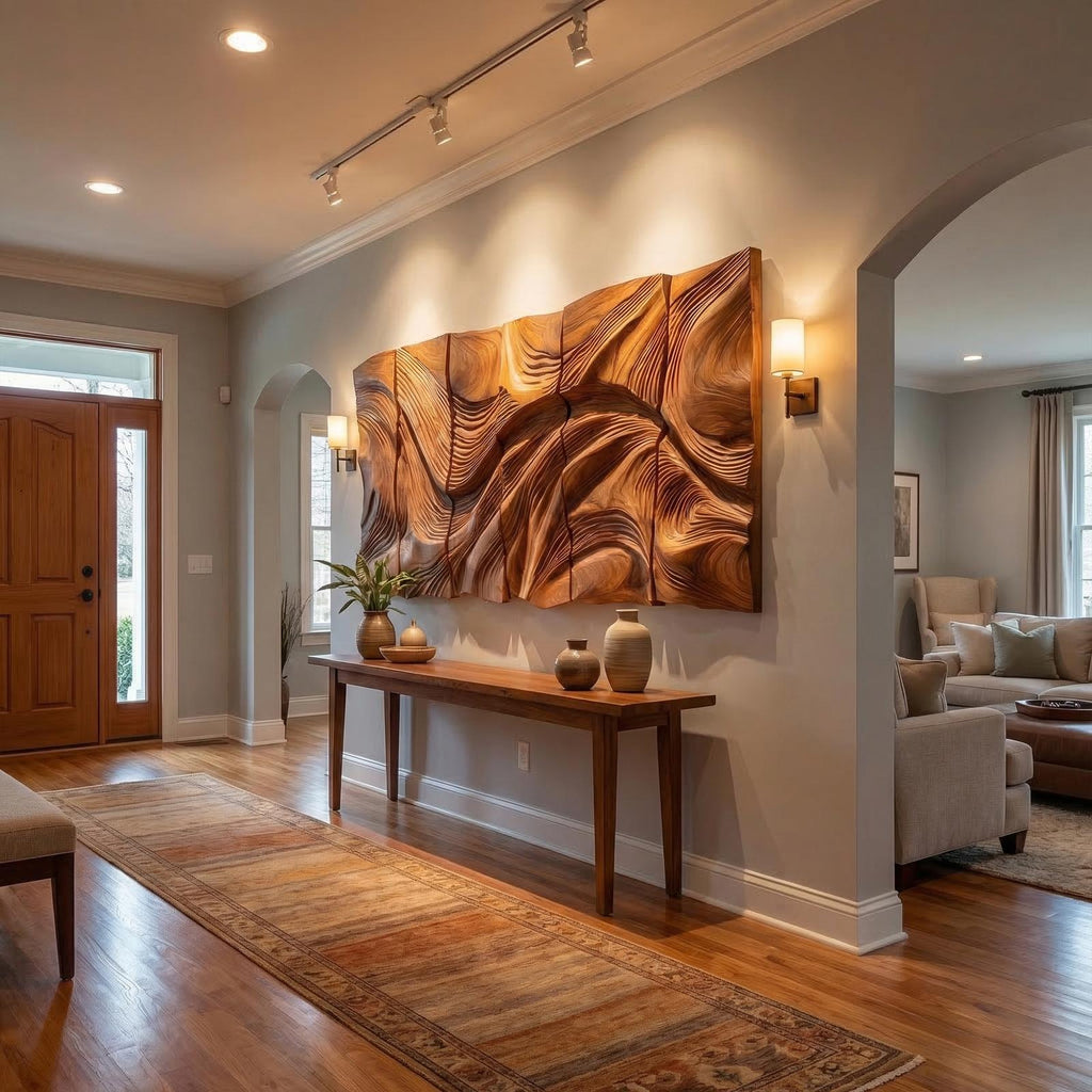Modern Abstract Carved Wood Wall Art Living Room Wall Decor