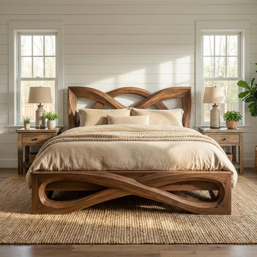 Rustic Organic Shape Bed Frame For Bedroom And Living Space