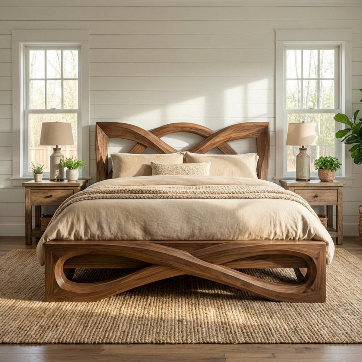 Rustic Organic Shape Bed Frame For Bedroom And Living Space