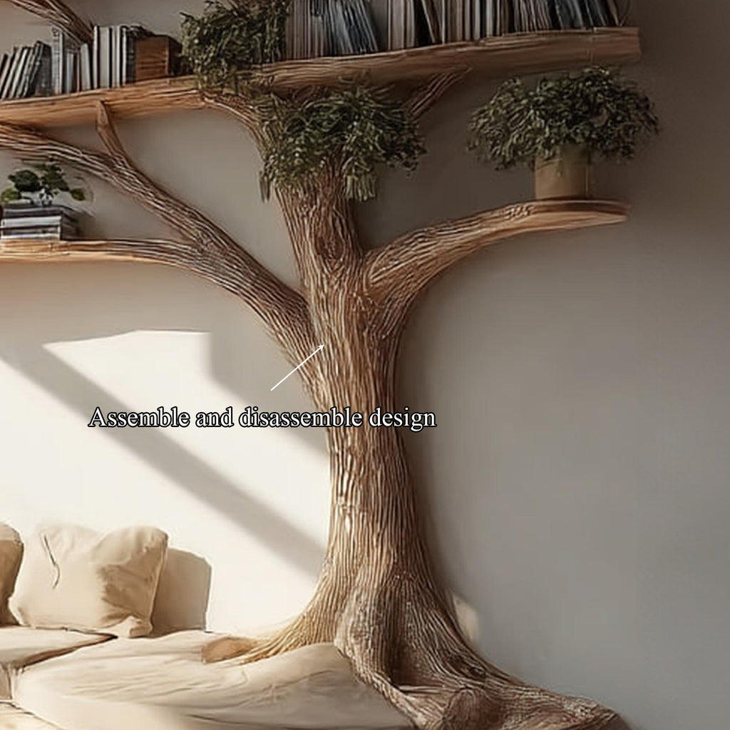 Rustic Tree Bookshelf Seating Home Office