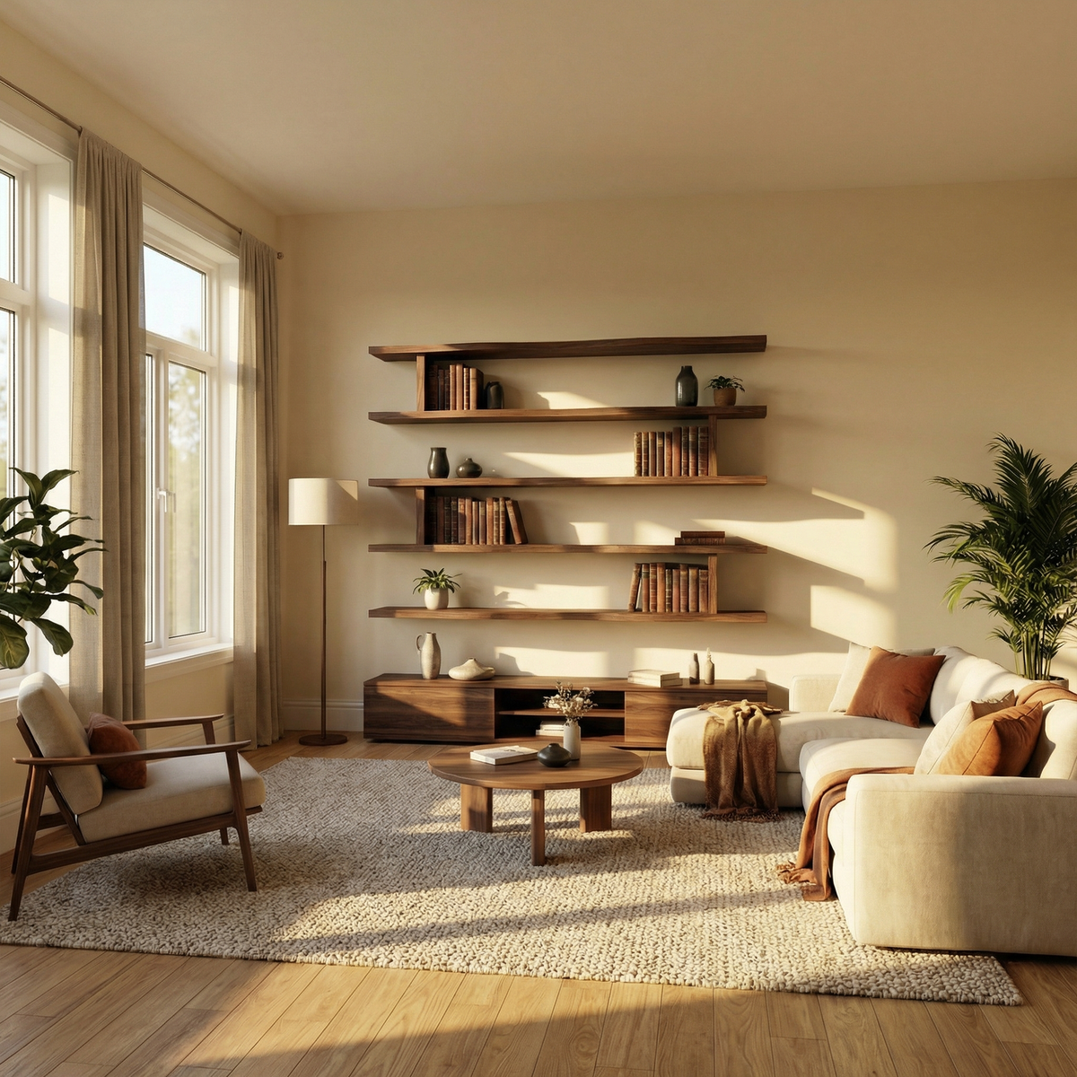 Modern Minimalist Wall Mounted Book Shelves Wood Floating Display System