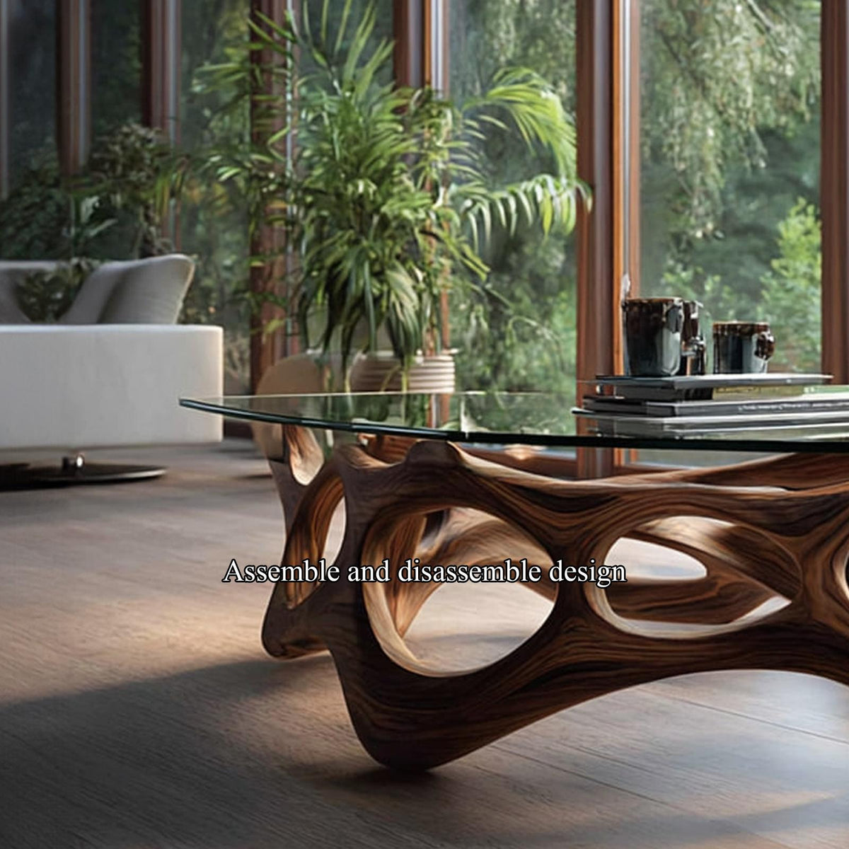 Spry Interior Mid Century Artistic Wood Coffee Table, Living Space Solid Wood Center Table, Model SINLKICF077