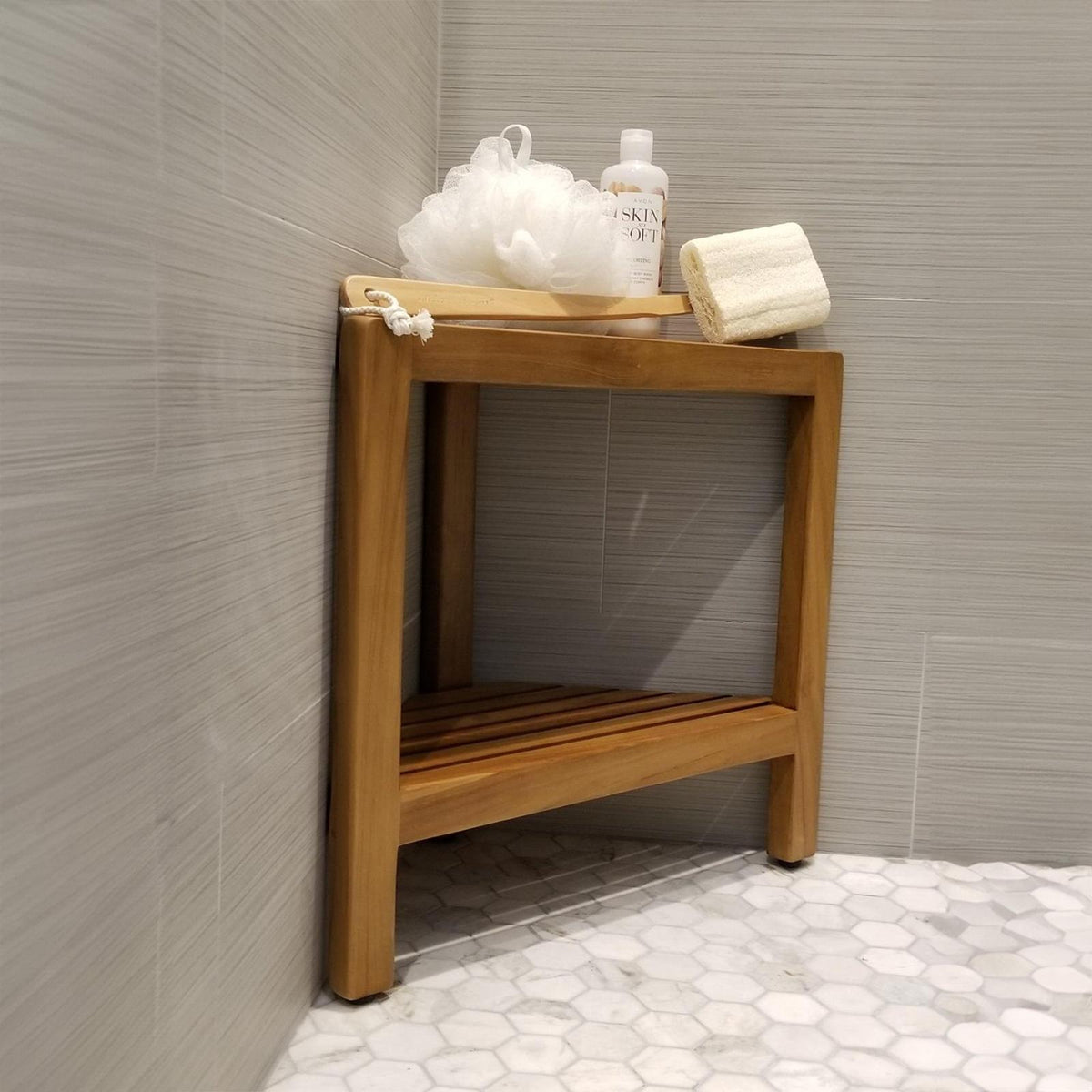 Wood Shower Bench Shower Stool With Shelf