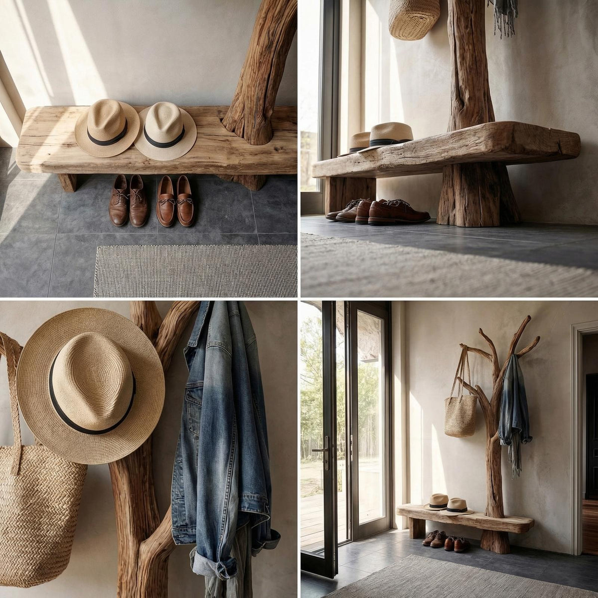 Rustic Standing Tree Coat Rack Entryway And Living Room