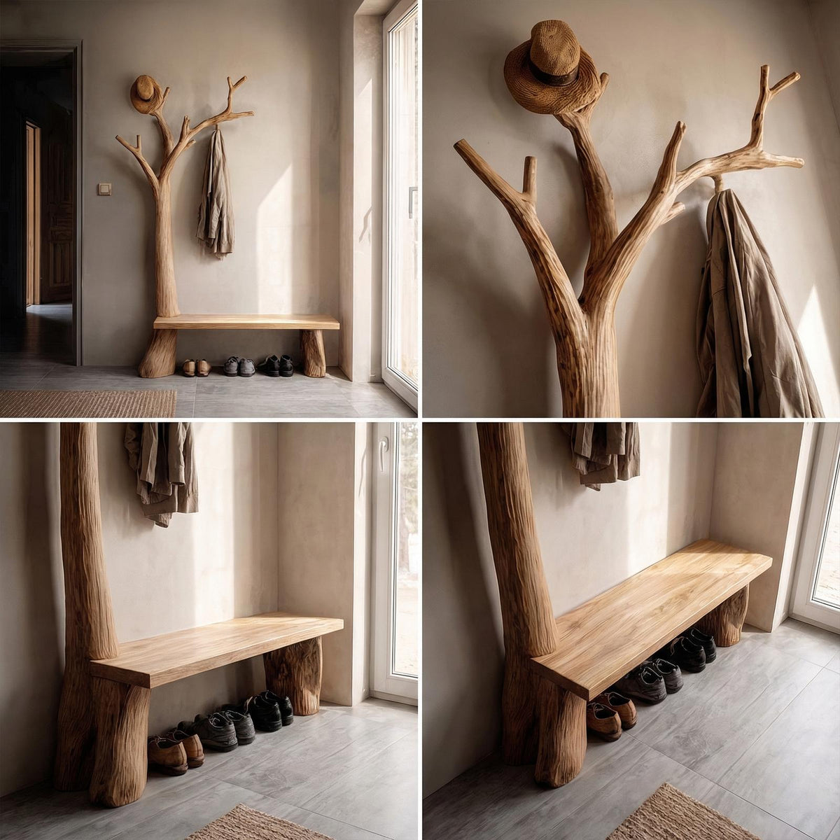 Rustic Standing Tree Coat Rack Entryway And Living Room