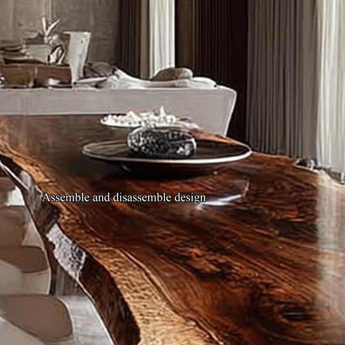 Rustic Solid Natural Wood Dining Table Dining Room