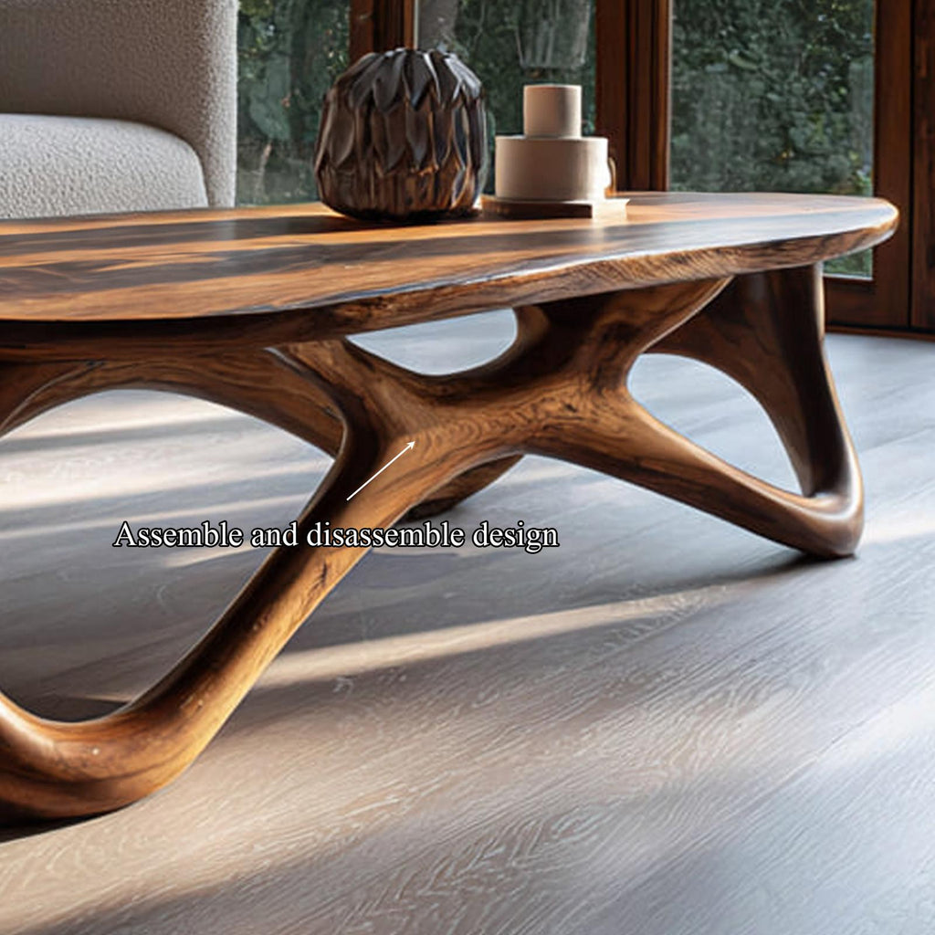 Spry Interior Mid Century Modern Solid Wood Coffee Table, Warm Living Room Accent Center Table, Model SINLKICF164