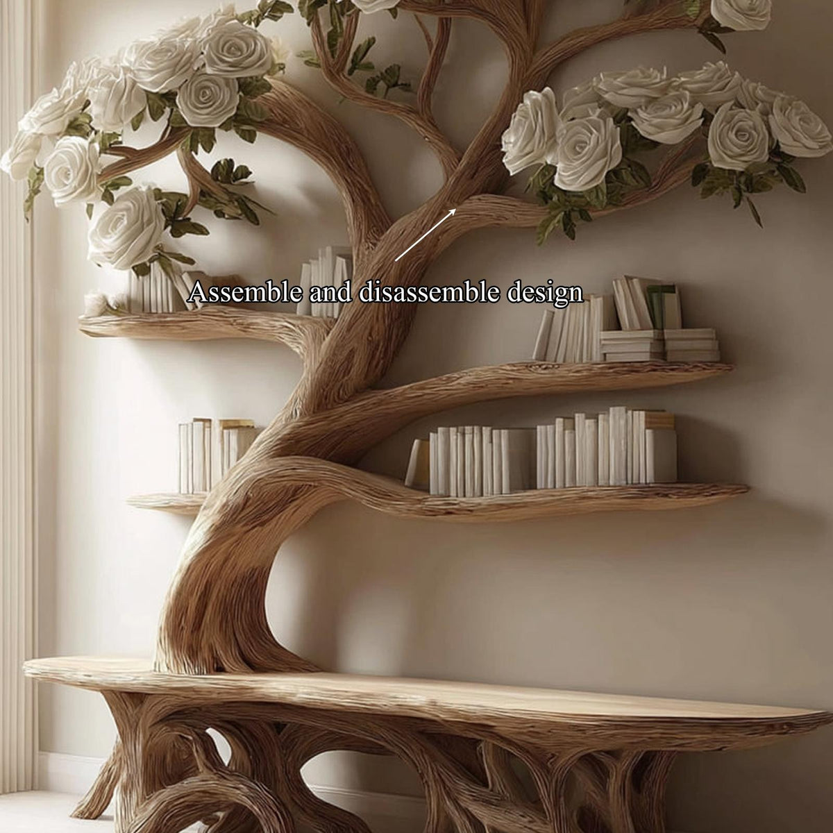 Midcentury Tree Bench Bookshelf Living Decor