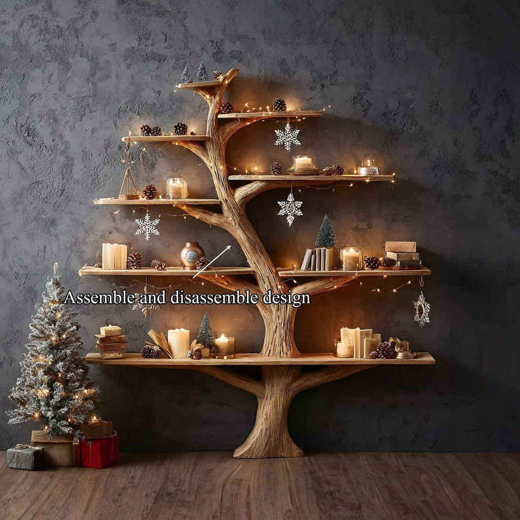 Rustic Tree Bookshelf Holiday Study Bedroom