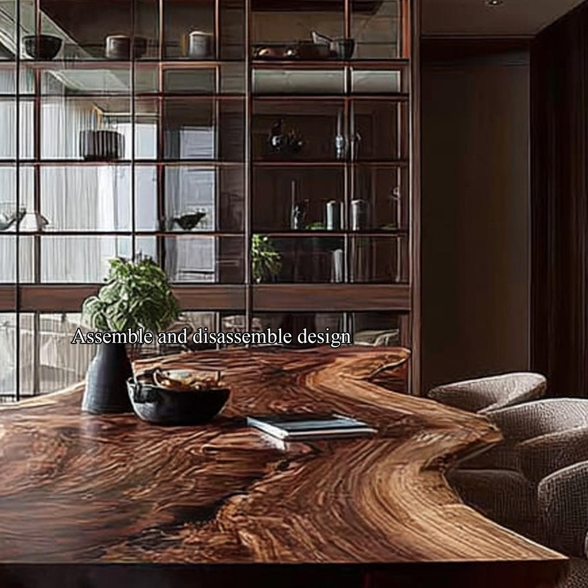 Rustic Raw Edge Wooden Dining Table Dining Room