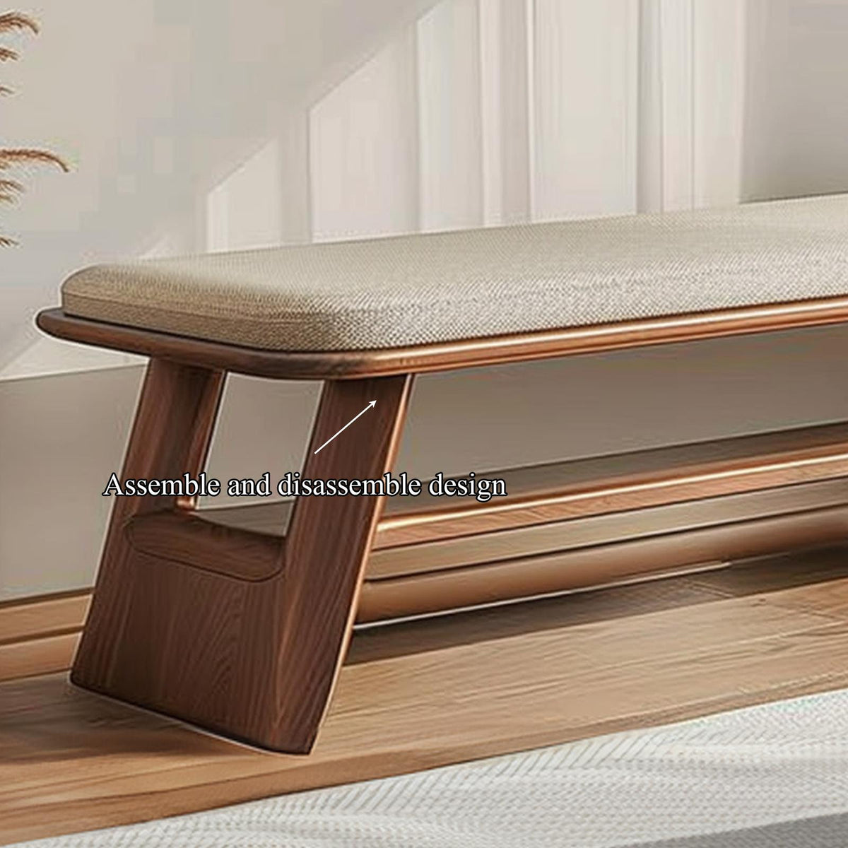 Mid Century Wooden Bench Living Room Decor