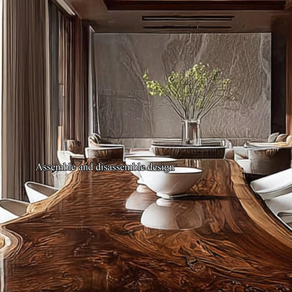 Rustic Solid Wood Slab Dining Table Dining Room