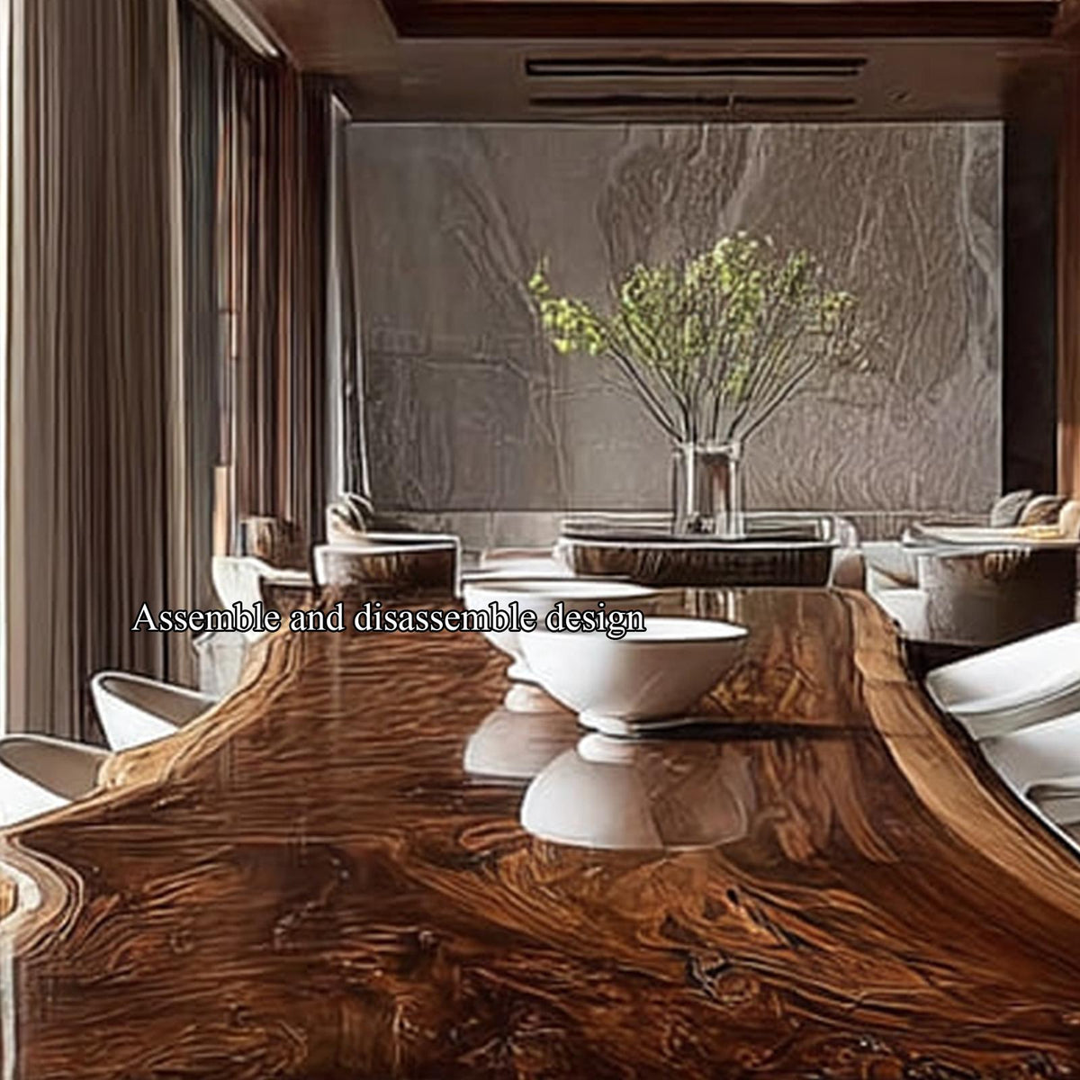 Rustic Solid Wood Slab Dining Table Dining Room