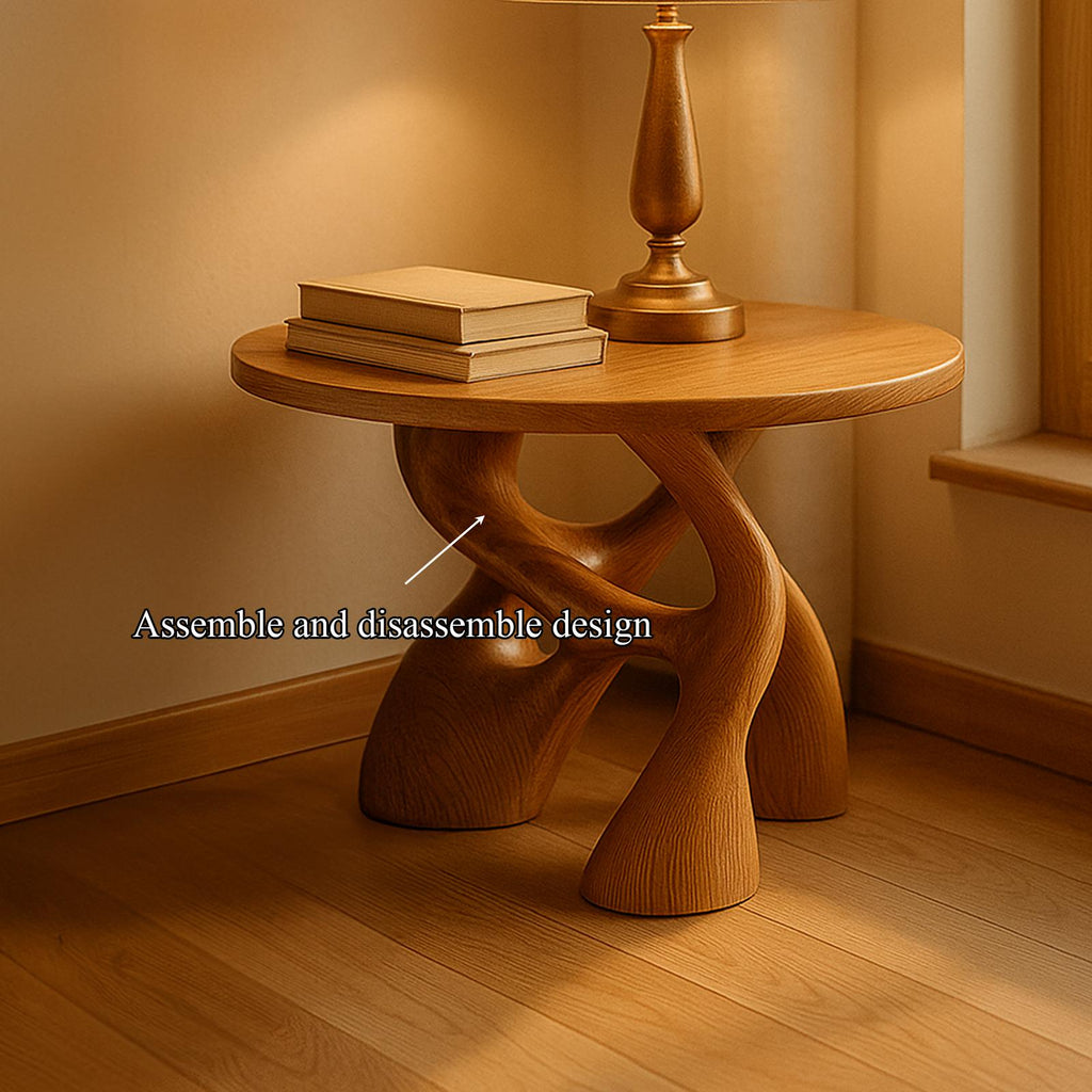 Free Standing Mid-Century End Table, Solid Wood Bedside Nightstand & Side Table for Bedroom & Living Room