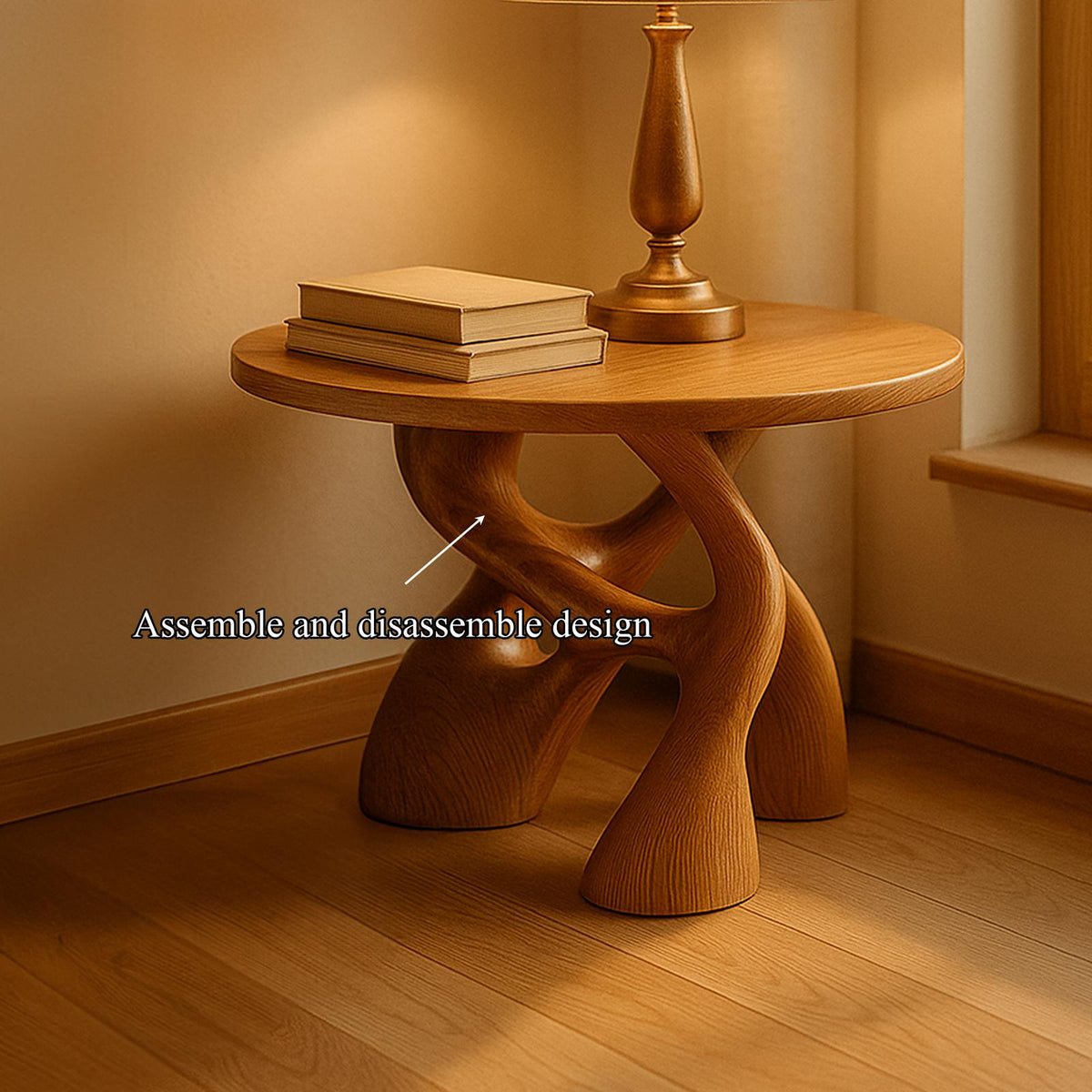 Free Standing Mid-Century End Table, Solid Wood Bedside Nightstand & Side Table for Bedroom & Living Room