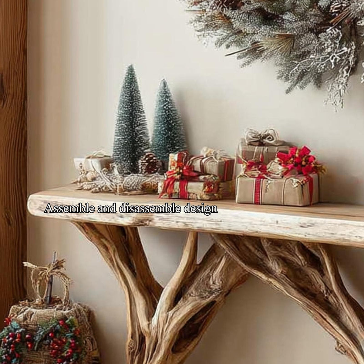 Rustic Solid Wood Console Table, Entryway Accent Sofa Table for Holiday Decor, Model
