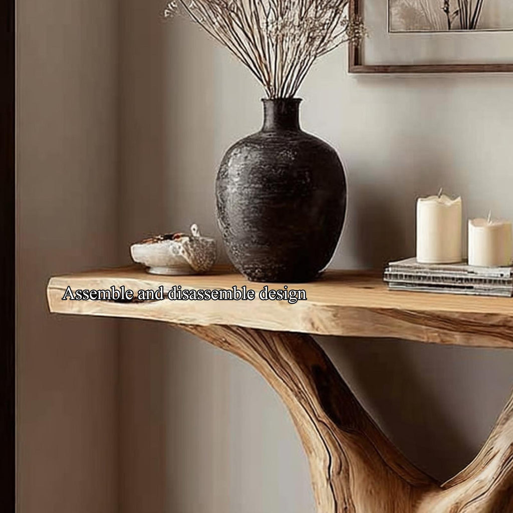 Rustic Live Edge Wood Console Table, Living Room & Entryway Accent Sofa Table, Model
