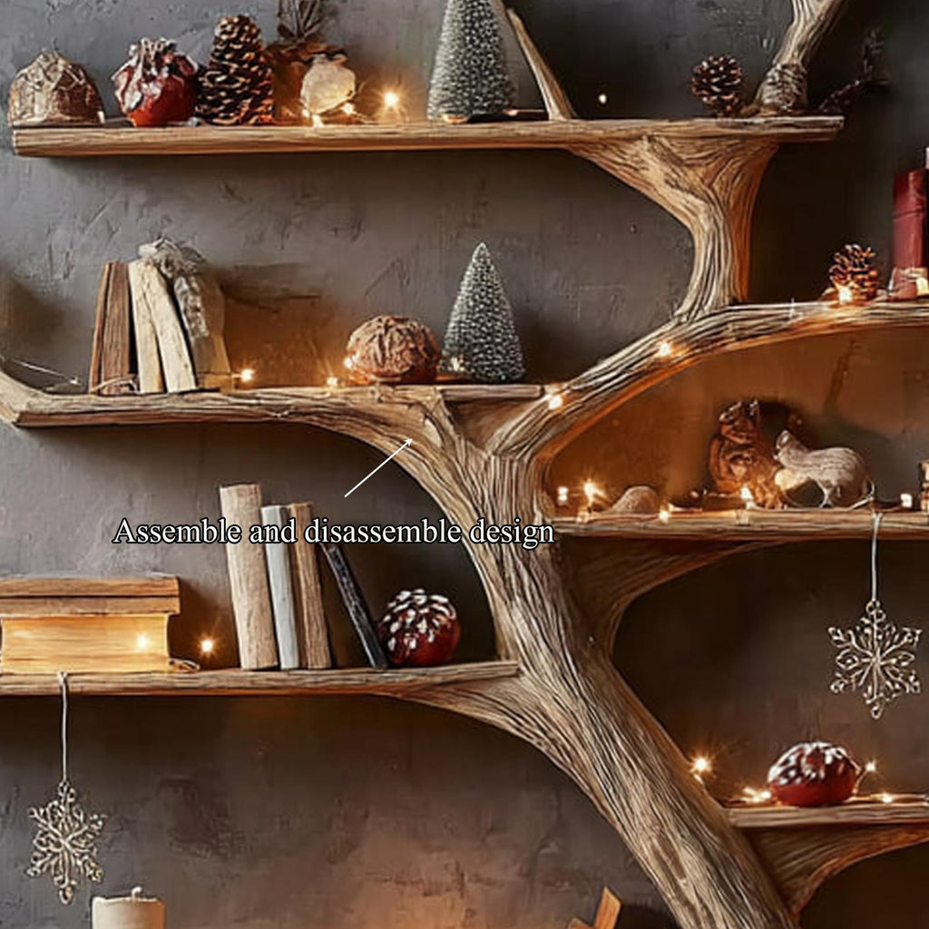 Rustic Tree Bookshelf Holiday Living Room
