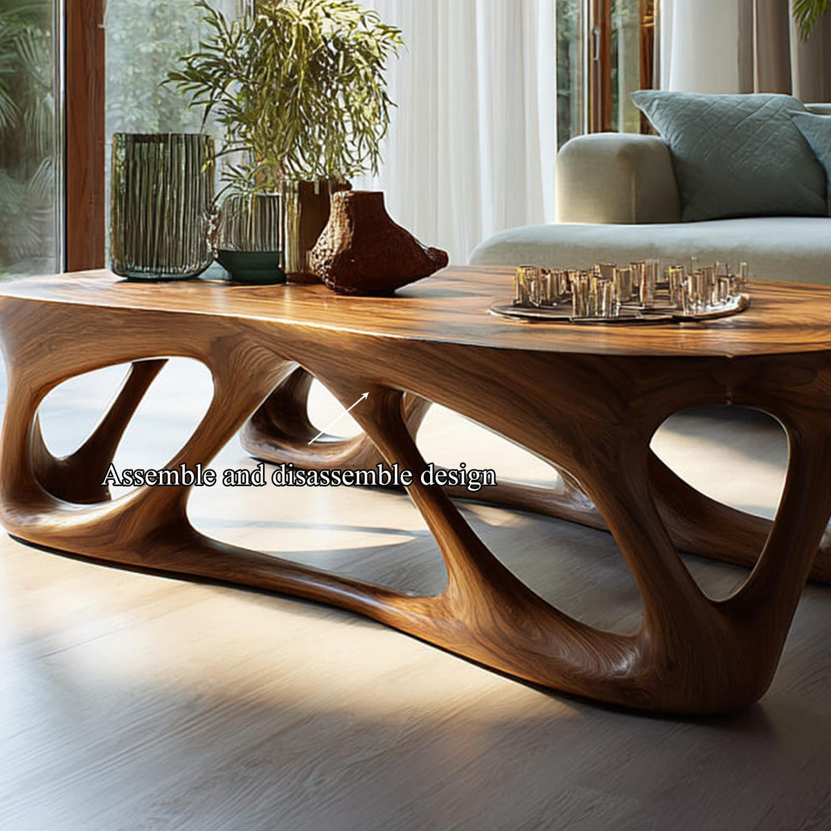 Spry Interior Mid Century Modern Solid Wood Coffee Table, Elegant Living Room Design Accent Table, Model SINLKICF159